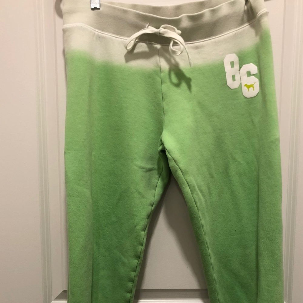 PINK VS - Green Faded Vintage Crop Sweats